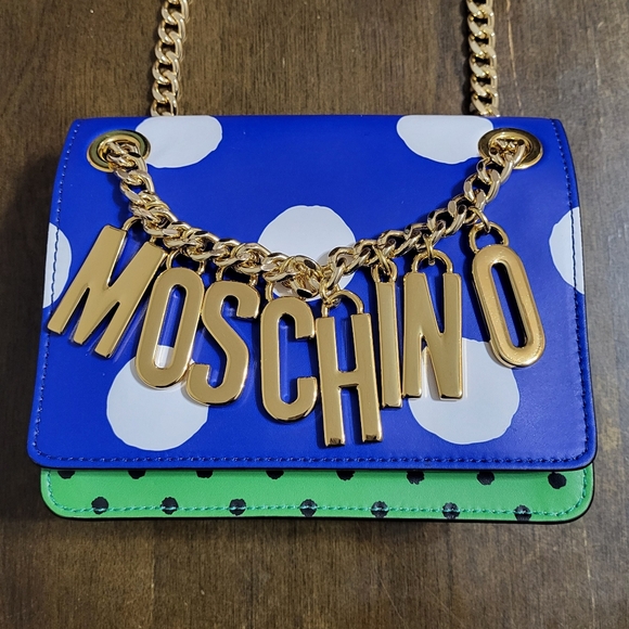 Moschino Polka-Dot Logo-Chain Shoulder Bag - Picture 3 of 10
